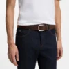 Italian-leather belt with logo-engraved buckle Italian-leather belt with logo-engraved buckle