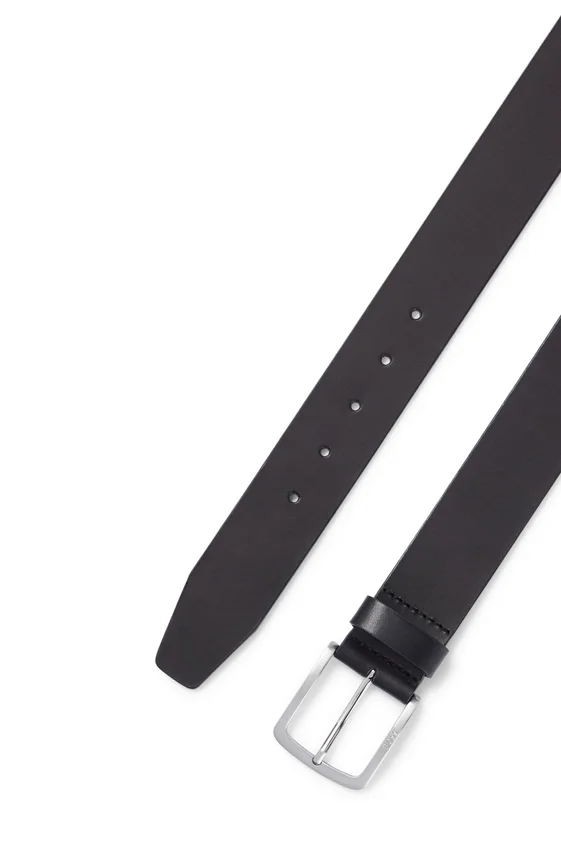 Italian-leather belt with logo-engraved buckle Italian-leather belt with logo-engraved buckle