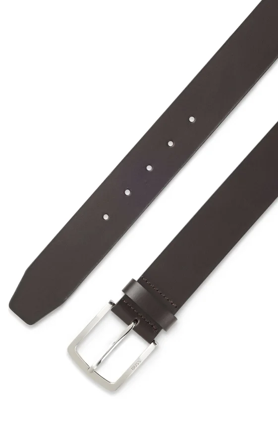 Italian-leather belt with logo-engraved buckle Italian-leather belt with logo-engraved buckle