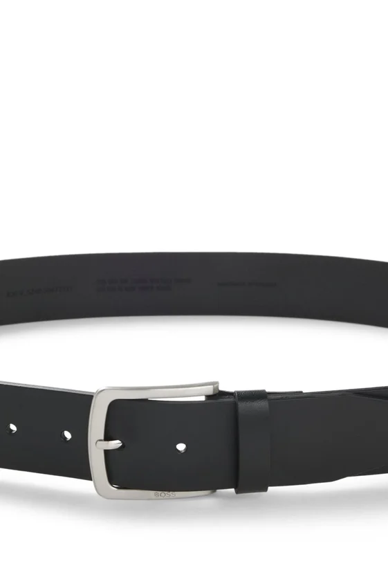 Italian-leather belt with logo-engraved buckle Italian-leather belt with logo-engraved buckle