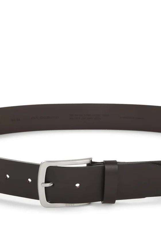 Italian-leather belt with logo-engraved buckle Italian-leather belt with logo-engraved buckle