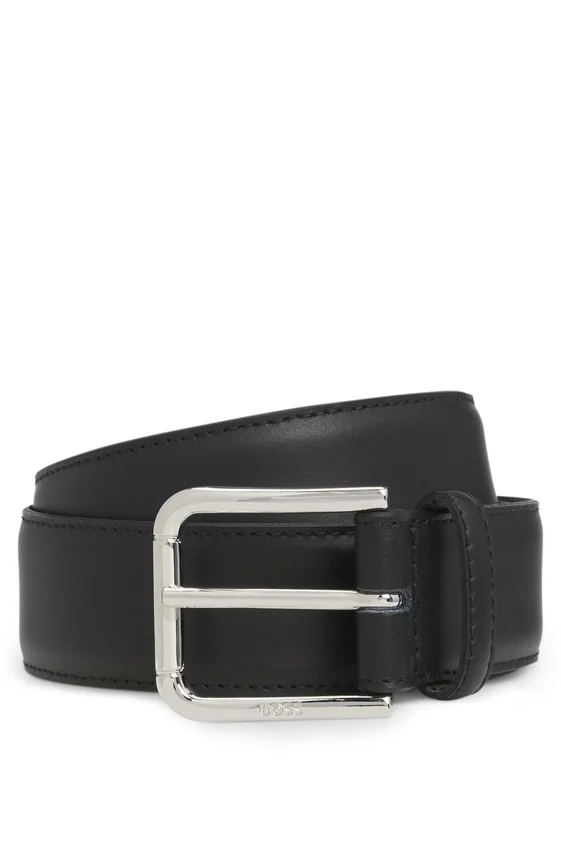 Italian leather belt with logo-engraved pin buckle Italian leather belt with logo-engraved pin buckle
