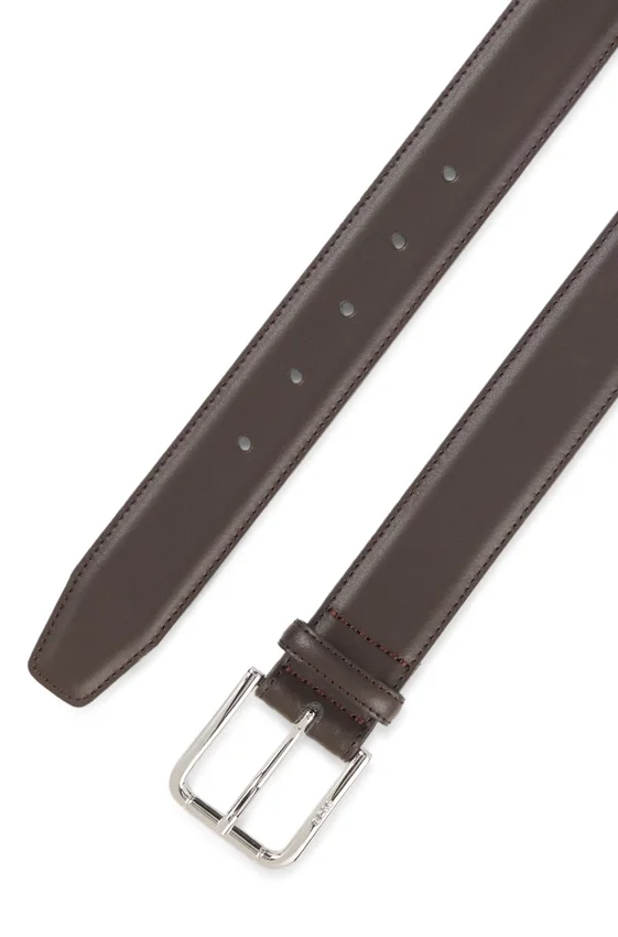 Italian leather belt with logo-engraved pin buckle Italian leather belt with logo-engraved pin buckle