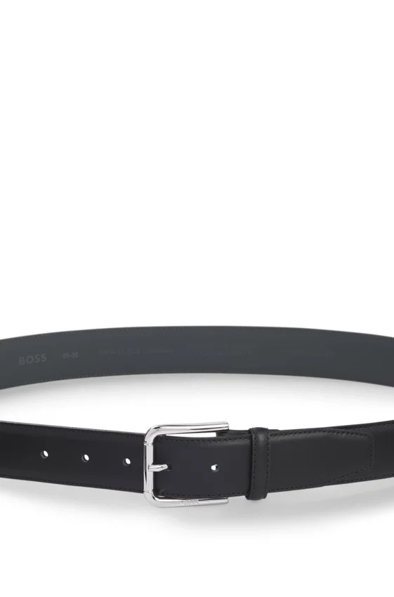 Italian leather belt with logo-engraved pin buckle Italian leather belt with logo-engraved pin buckle