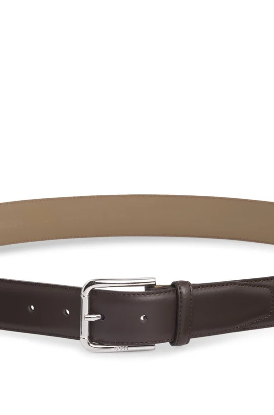Italian leather belt with logo-engraved pin buckle Italian leather belt with logo-engraved pin buckle