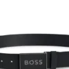 Italian leather belt with logo plaque buckle Italian leather belt with logo plaque buckle