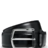Italian-leather belt with polished logo buckle Italian-leather belt with polished logo buckle
