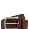 Italian-leather belt with polished logo buckle Italian-leather belt with polished logo buckle