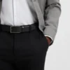 Italian-leather belt with printed texture
