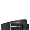 Italian-leather belt with red stitching