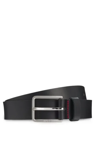 Italian-leather belt with red stitching