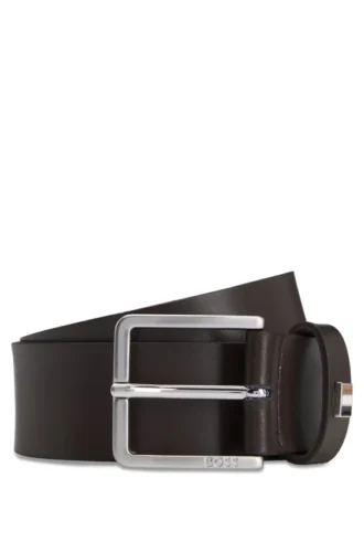 Italian-leather belt with signature-stripe keeper