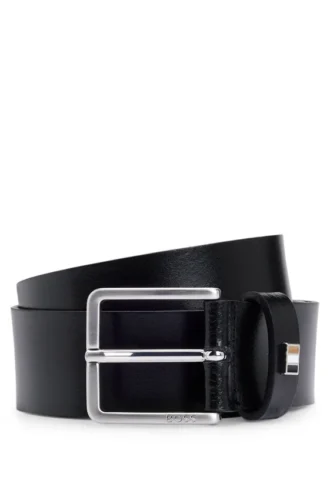 Italian-leather belt with signature-stripe keeper