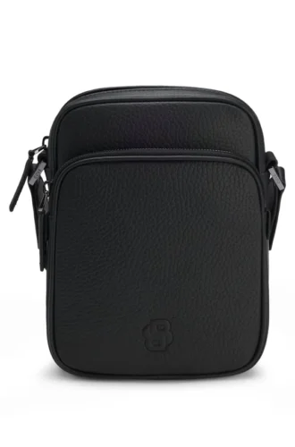 Italian-leather reporter bag with Double B monogram