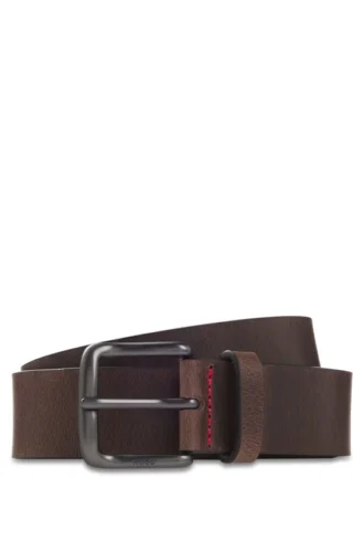 Italian-made belt in buffalo leather with logo buckle