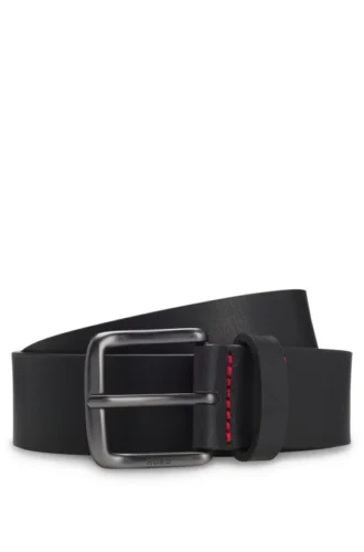 Italian-made belt in buffalo leather with logo buckle