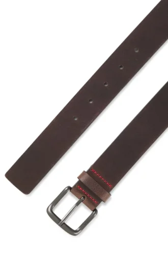 Italian-made belt in buffalo leather with logo buckle