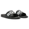 Italian-made slides with large logo detail Italian-made slides with large logo detail