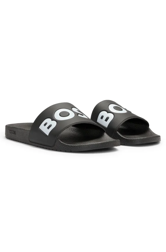 Italian-made slides with large logo detail Italian-made slides with large logo detail