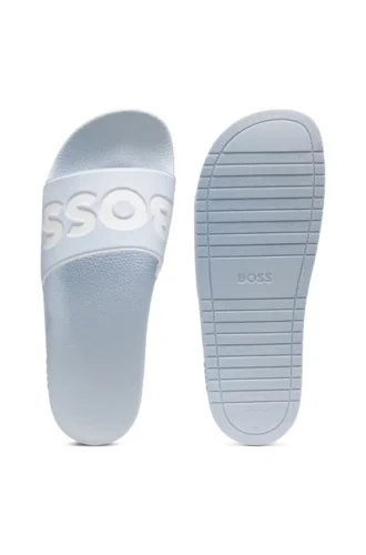 Italian-made slides with large logo detail