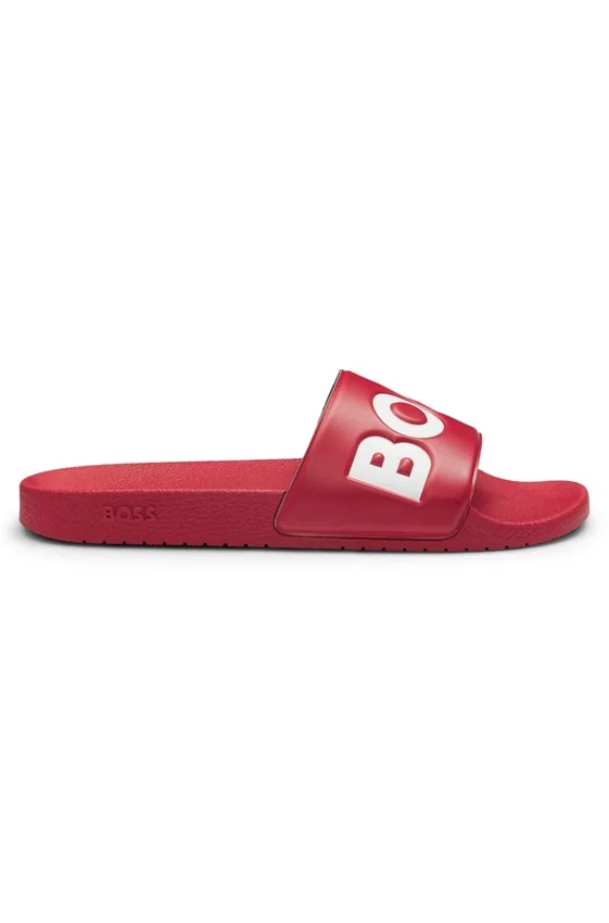 Italian-made slides with large logo detail Italian-made slides with large logo detail