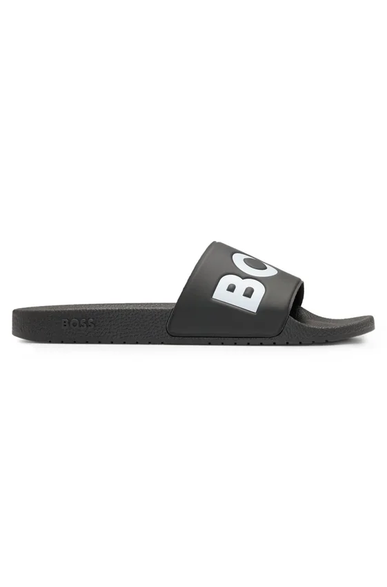 Italian-made slides with large logo detail Italian-made slides with large logo detail