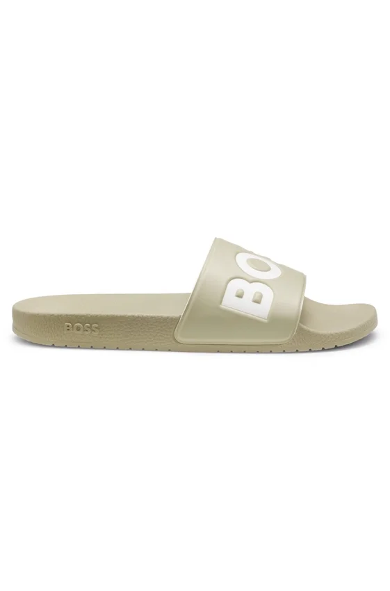 Italian-made slides with large logo detail Italian-made slides with large logo detail
