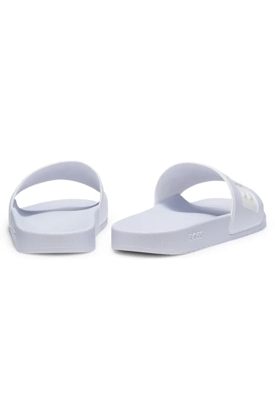 Italian-made slides with large logo detail Italian-made slides with large logo detail