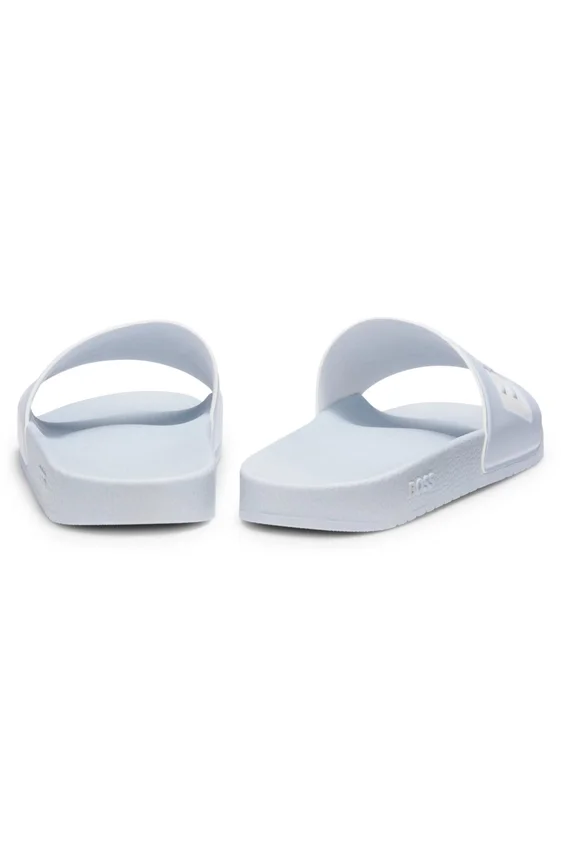 Italian-made slides with large logo detail Italian-made slides with large logo detail