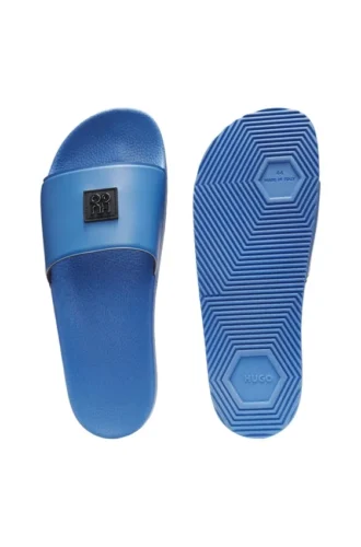 Italian-made slides with stacked-logo uppers