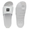 Italian-made slides with stacked-logo uppers