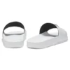 Italian-made slides with stacked-logo uppers
