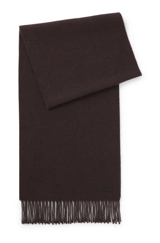 Italian-made wool scarf with logo patch Italian-made wool scarf with logo patch
