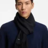 Italian-made wool scarf with logo patch Italian-made wool scarf with logo patch