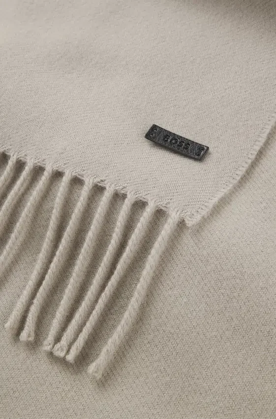 Italian-made wool scarf with logo patch Italian-made wool scarf with logo patch