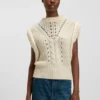 Italian-yarn sleeveless top with structured knit
