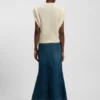 Italian-yarn sleeveless top with structured knit