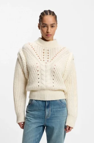 Italian-yarn sweater with structured knit