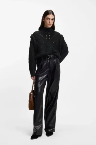 Italian-yarn sweater with structured knit