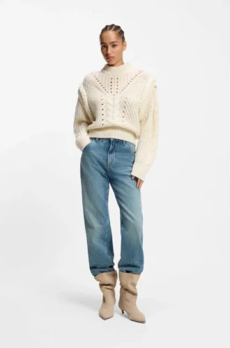Italian-yarn sweater with structured knit