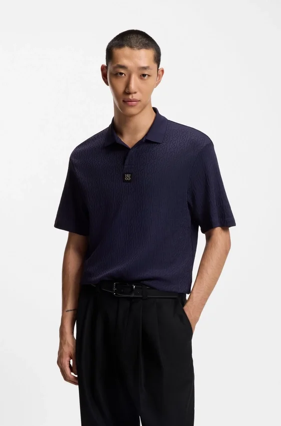 Jacquard-pattern polo shirt in a relaxed fit Jacquard-pattern polo shirt in a relaxed fit