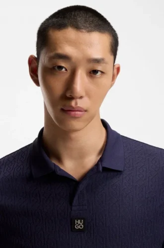 Jacquard-pattern polo shirt in a relaxed fit