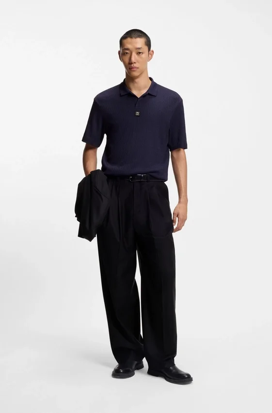 Jacquard-pattern polo shirt in a relaxed fit Jacquard-pattern polo shirt in a relaxed fit