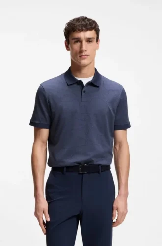 Jacquard-pattern polo shirt in cotton