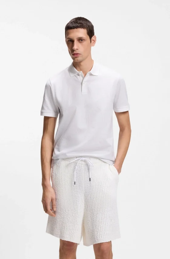 Jacquard-pattern polo shirt in cotton Jacquard-pattern polo shirt in cotton