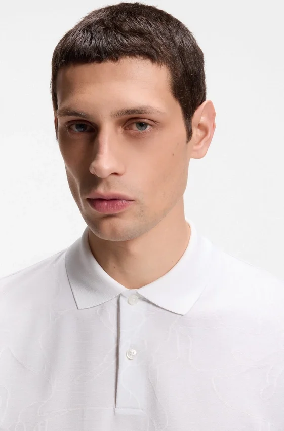 Jacquard-pattern polo shirt in cotton Jacquard-pattern polo shirt in cotton