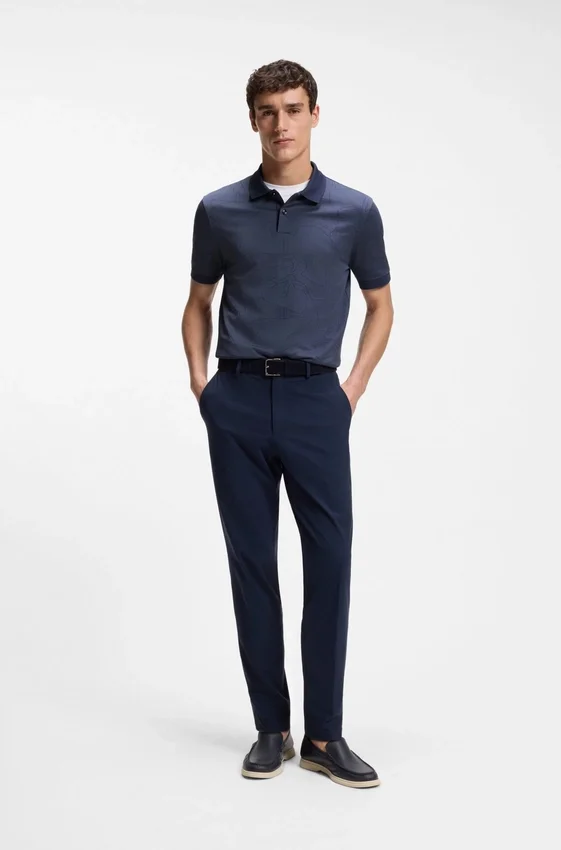 Jacquard-pattern polo shirt in cotton Jacquard-pattern polo shirt in cotton