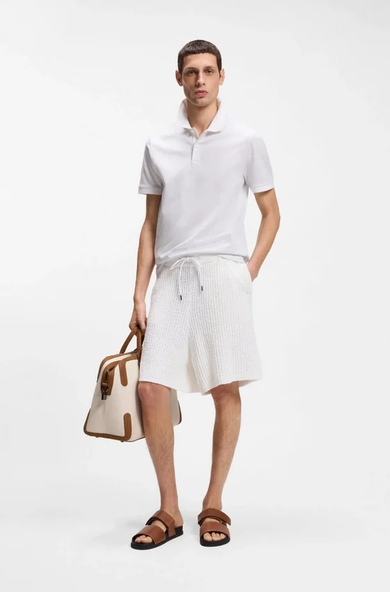 Jacquard-pattern polo shirt in cotton Jacquard-pattern polo shirt in cotton
