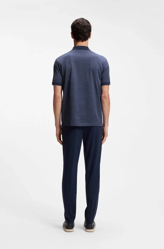 Jacquard-pattern polo shirt in cotton Jacquard-pattern polo shirt in cotton