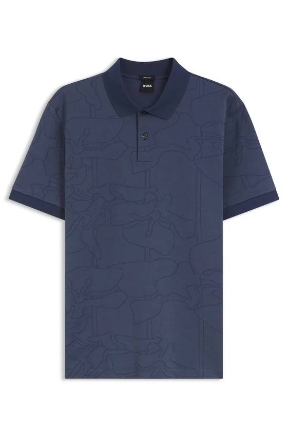 Jacquard-pattern polo shirt in cotton Jacquard-pattern polo shirt in cotton